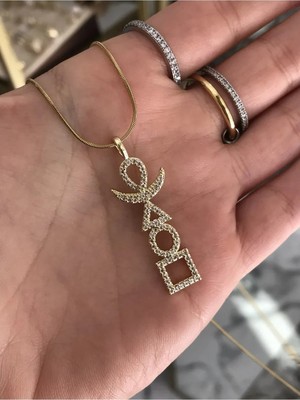 LinAlya Jewelry Element Model ve Taş Detaylı Gold Kolye