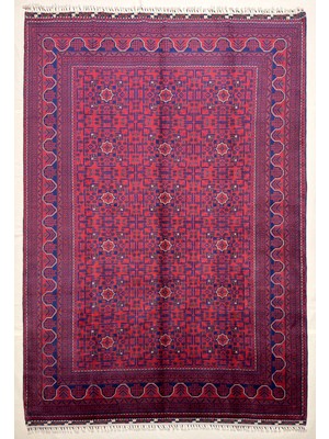 El Dokuma Afgan Halı 6 Metre Biljik Desenli Kök Boya  198 x 298  cm