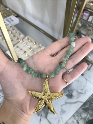 LinAlya Jewelry Deniz Yıldızı Detaylı Doğal Taş Model Kolye