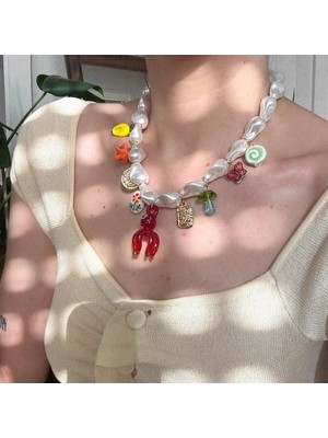 LinAlya Jewelry Incili Charm Model Kolye
