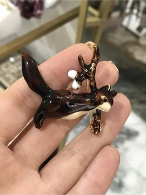 LinAlya Jewelry Sicap Model Kahverengi Detaylı Broş