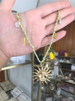 LinAlya Jewelry Güneş Detaylı Charm Ip Kolye
