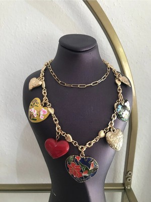 LinAlya Jewelry Kalpli Charm Model 2'li Tasarım Kolye