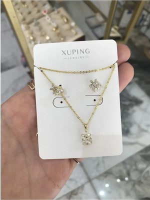 LinAlya Jewelry Xupıngx 3'lü Taş Detaylı Kartanesi Model Set (Kararmaz)Xx