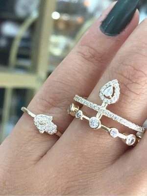 LinAlya Jewelry Damla Model 3'lü Yüzük