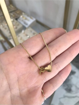 LinAlya Jewelry P Harfli Minimalist Kalp Kolye