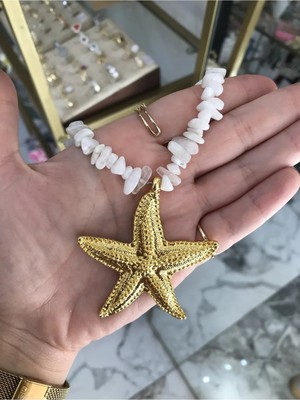 LinAlya Jewelry Deniz Yıldızı Detaylı Doğal Taş Model Kolye