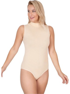 Lirona Sıfır Kol Yarım Balıkçı Yaka Çıt Çıtlı Body (Kancalı)