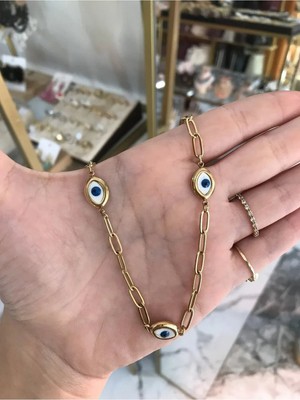 LinAlya Jewelry Nazar Detaylı Zincir Model Zarif Kolye