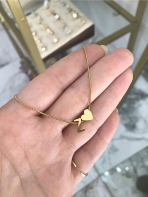 LinAlya Jewelry Z Harfli Minimalist Kalp Kolye