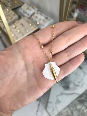 LinAlya Jewelry Midye ve Balık Model Kolye