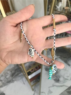 LinAlya Jewelry Renkli Seramik Balık Charmlı Ip Model Kolye