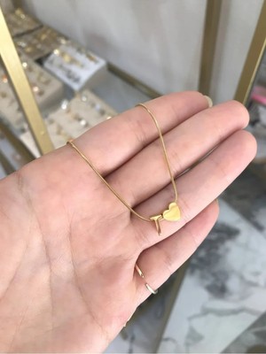 LinAlya Jewelry T Harfli Minimalist Kalp Kolye