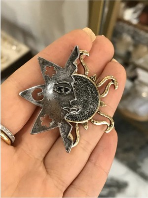 LinAlya Jewelry Güneş Broş Mıknatıs Detaylı
