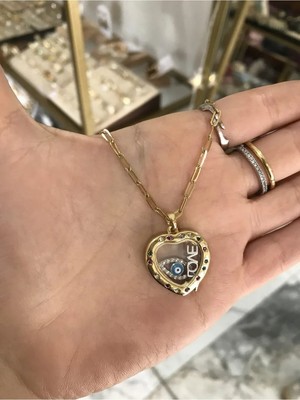 LinAlya Jewelry Kalp Model Içinde Love Yazan Çelik Kolye