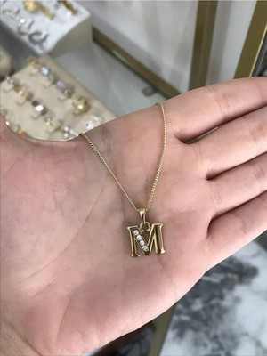 LinAlya Jewelry Taş Detaylı Harf Kolye ( M Harfi) Xuping (Kararmaz)