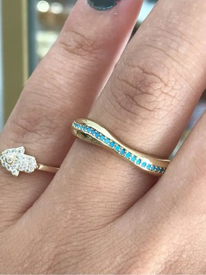 LinAlya Jewelry Mavi Taş Detaylı Yüzük