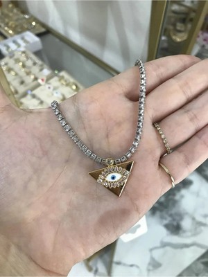 LinAlya Jewelry Göz Detaylı Zarif Tam Tur Model Kolye