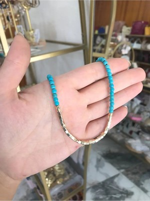 LinAlya Jewelry Doğal Taş ve Gold Detaylı Kolye