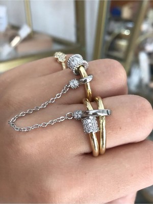 LinAlya Jewelry Zincir Modelli Çoklu Halka Yüzük