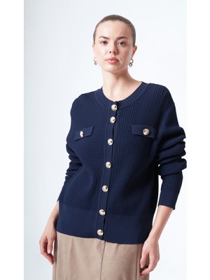 Nuss Düğmeli Rayon Hırka 601 Lacivert