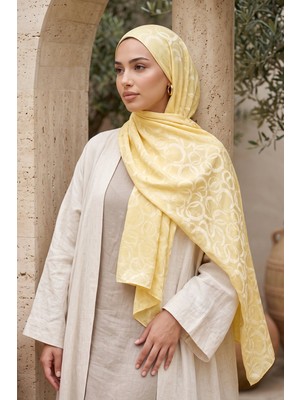 ECN Modern Halka Desen Jakar Şal Serisi Sarı