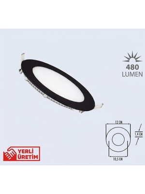 Lampist 6W Sıva Altı Slim LED Panel Spot Siyah Kasa 3000K