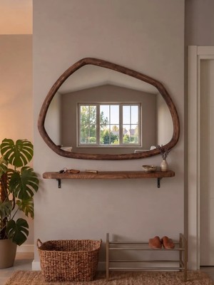 Effe Yapı Dekor Dekoratif Asimetrik Model 110X80 cm Aynalı Dresuar - Raf