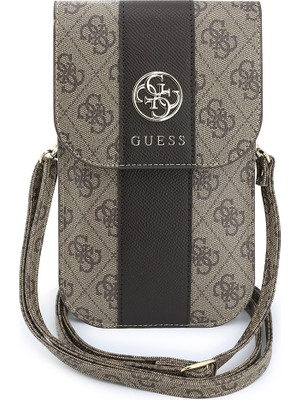 Guess Lisanslı Kadın Çanta 4g Desenli Büyük Logolu Kartlıklı Askılı Mıknatıs Kapaklı Kahverengi