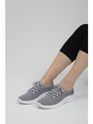 Gri Fileli Yazlık Günlük Kadın Spor Ayakkabı Sneaker