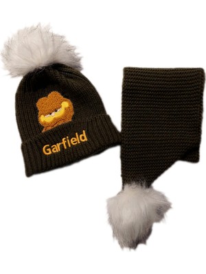 Linotti Garfield Figürlü Kışlık Çocuk Atkı Bere Takım