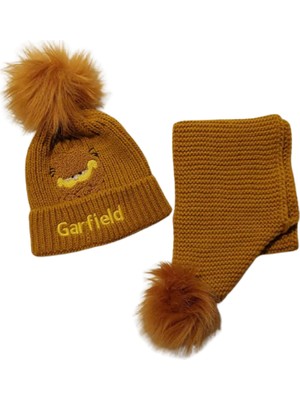 Linotti Garfield Figürlü Kışlık Çocuk Atkı Bere Takım