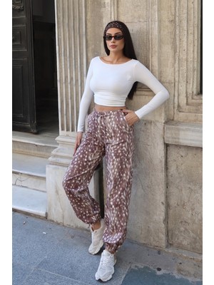Kechi Woman Gabardin Kumaş Desenli Pantolon Ceylan Desenli