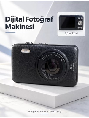 Midas Toptan Home Cep Boy Tasarımlı Siyah Dijital Kamera 2,8 Inç Ekran ve Video Kayıt Özelliği
