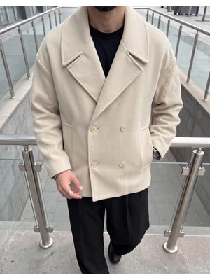 Gambocci Erkek Kruvaze Oversize Kaşe Kısa Kaban