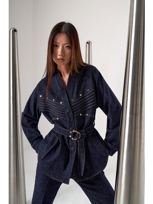 Ceremony Nervür Detay Örme Denim Ceket 824 Denim