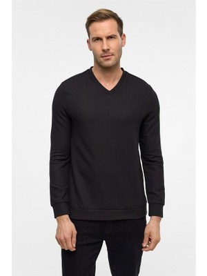 Mythriva Siyah Regular V Yaka Sweatshirt