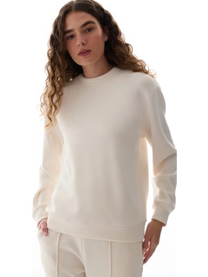 Penti Ekru Modal Bisiklet Yaka Oversize Sweatshirt