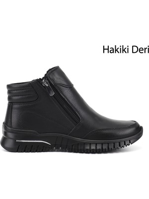 Gönderi(r) Kadın Siyah  Fermuarlı Hakiki Deri Comfort Bot