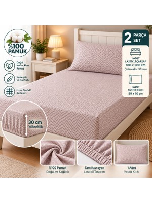 Slc Home %100 Pamuk Kumaş 100 x 200 cm Lastikli Çarşaf Yastık Kılıflı Tek Kişilik Ranforce