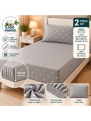 Slc Home %100 Pamuk Kumaş 100 x 200 cm Lastikli Çarşaf Yastık Kılıflı Tek Kişilik Ranforce