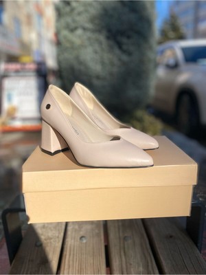 Pierre Cardin Bej Cilt Kadın Topuklu Ayakkabı