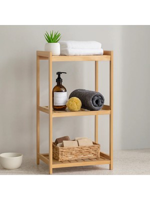 Bezos 3 Katlı Çok Amaçlı Ahşap Bambu Raf Organizer 36X32X80 cm