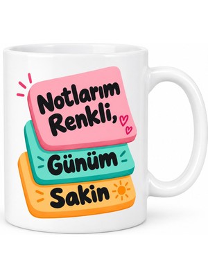 Bezos Notlarım Renkli Tasarımlı Porselen Kupa - Model 489