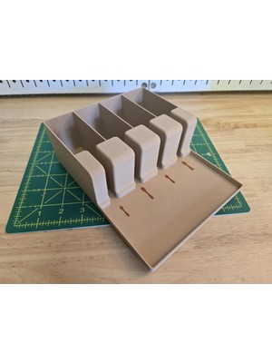 Bezos 3D Baskı Çatal Kaşık Organizeri Çekmece Içi Kaşıklık Düzenleyici Sıralı Yuvalı Bej