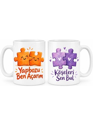 Bezos Yapboz Molası 2'li Porselen Kupa Seti - Model 590
