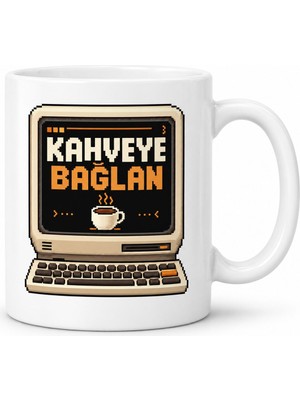 Bezos Kahveye Bağlan Tasarımlı Porselen Kupa - Model 665