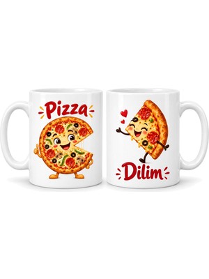 Bezos Pizza ve Dilim 2'li Porselen Kupa Seti - Model 365