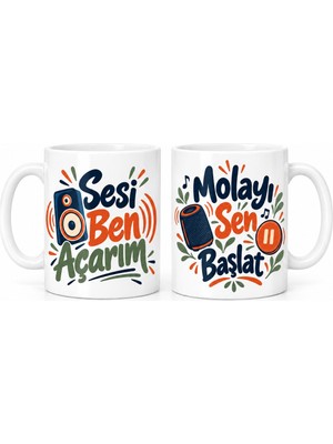 Bezos Sesi Ben Açarım ve Molayı Sen Başlat 2'li Porselen Kupa Seti - Model 544