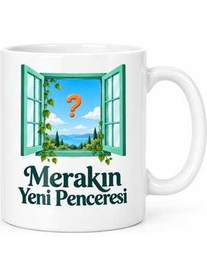 Bezos Merakın Yeni Penceresi Tasarımlı Porselen Kupa - Model 577